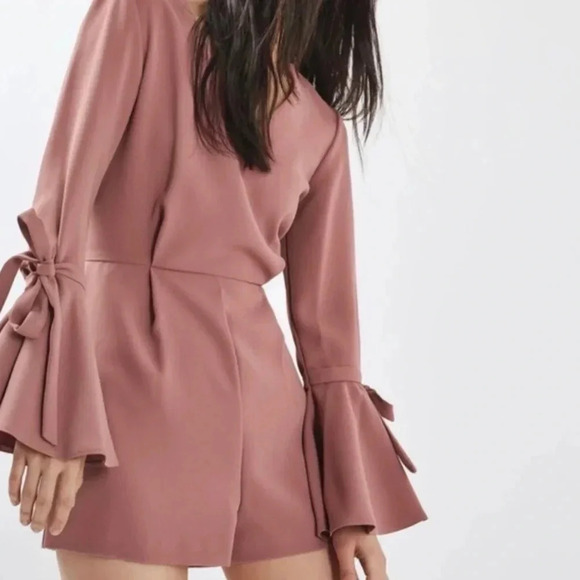 TOPSHOP | Princess Polly Dusty Rose Pink Romper with Flare Sleeve - Size 6 - Picture 2 of 9